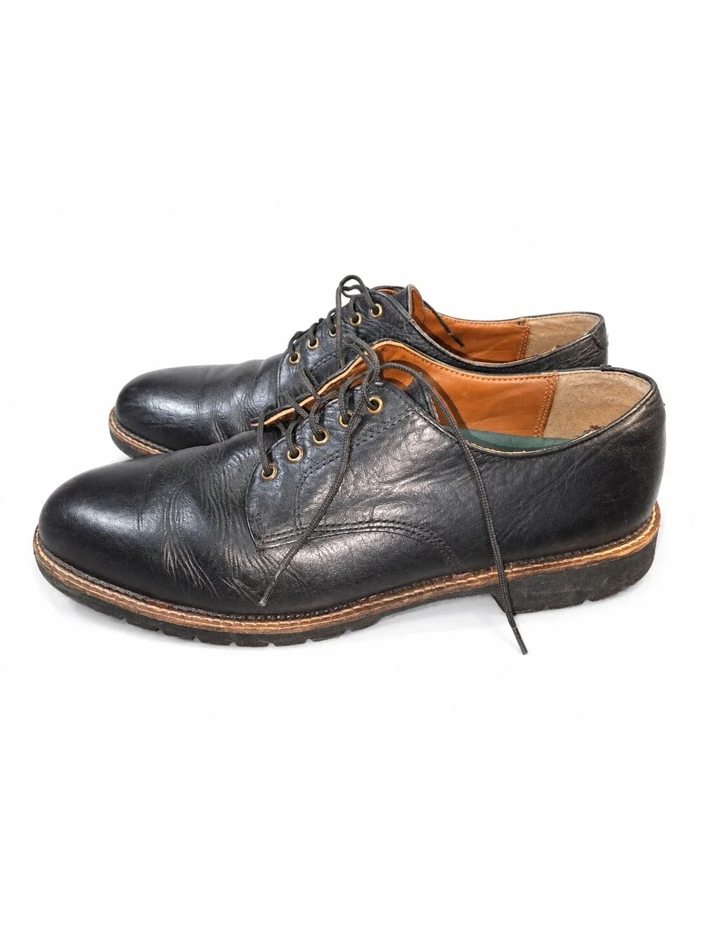 VTG HS Trask Men's Black Bison Leather Gallatin Shoes 10 Medium Black Lace-up